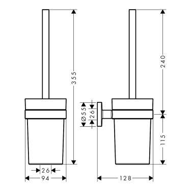 Medidas escobillero WC de pared Logis Universal